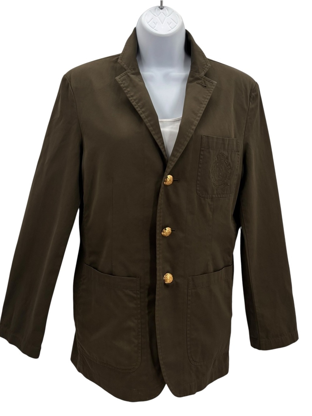 Lauren Ralph Lauren Olive Green 100% Cotton Blazer Jacket Sz.M - Picture 2 of 8